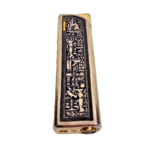 VTG FLAMEX Brougham II Electronic Lighter Piezo Hieroglyphic Design Japan - Picture 2 of 7